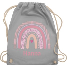 Geschenk mit Namen personalisiert by Shirtracer - Gym Bag Backpack - Boho - Rainbow, 02 Light Grey