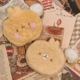 Molang 몰랑 털뚠뚠 포실포실 파우치 S휴대용치 다용도치 귀여운치 동전치 소프트치 인형치 캐릭터치 이치 털치 소 [옐로우] Molang Fur Fluffy Pouch S Portable Multi-purpose Cute Coin Soft Doll Character Plush [Yellow]