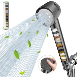 Fitespot Ion Drops Filtered Shower Head with Handheld, High Pressure Shower Heads with 3 Spray, Showerhead with Filters Hand held for Hard Water, Remove Chlorine, Reduces Dry Itchy Skin