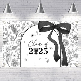 Lofaris Banner - 70.8x43.3 Inch Class of 2025 Graduation Banner with Floral Design, Polyester Material, Durable and Perfect for Graduation Party Decor, Commencement Ceremonies, and Celebrations