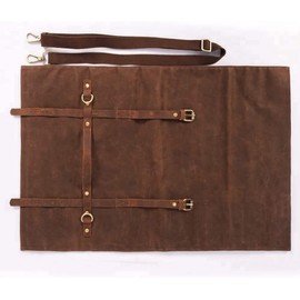JDGHGB Chef Knife Roll Bag,Waxed Canvas Knife Bags with 10 Slots and 1 Zipper Pocket,Chef Bag for Chefs Professional Knife Roll Pouch with Shoulder Strap (Brown)