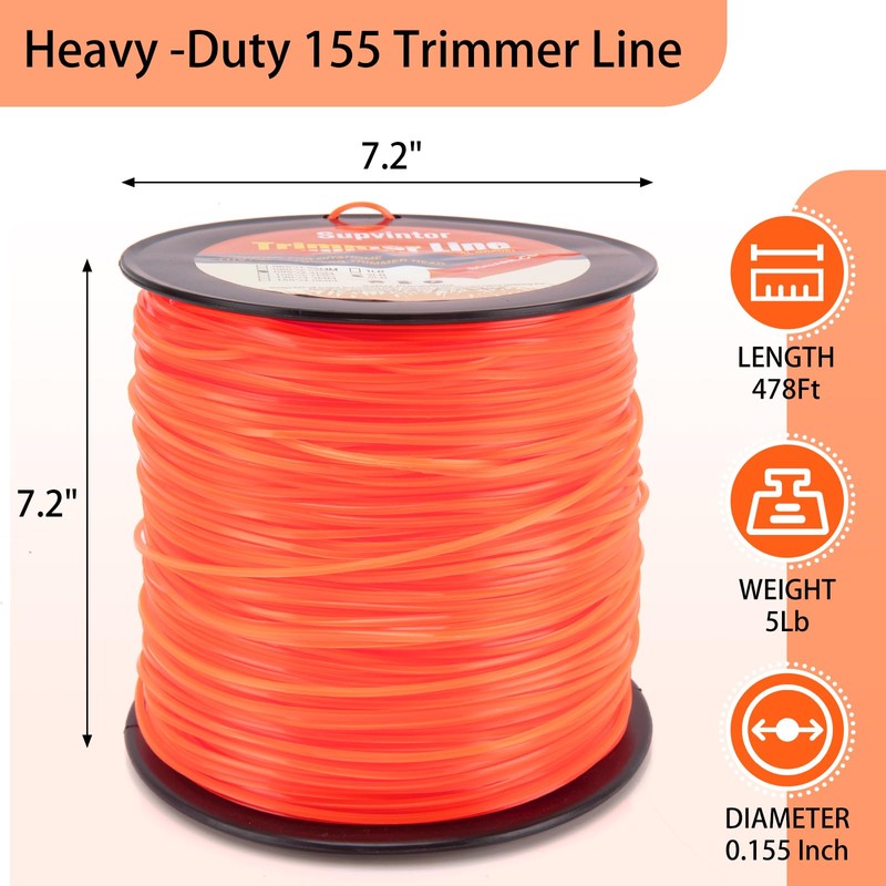 155 Trimmer Line Heavy Duty Square, 155 Weed Eater String,