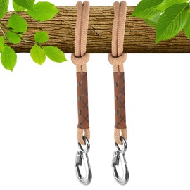 KUHAWL Pack of 2 Swing Tree Attachment Rope, 0.6 m Hammock Attachment Rope, Hammock Swing Attachment, Adjustable Rope, Tree Swing with Carabiner for Swings, Hammocks, Yoga