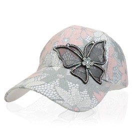 NiceYnn Charm Lace Mesh Baseball Cap, Bling Sequin Flower Breathable Adjustable Snapback Trucker Caps, Girls UPF 50+ Travel Summer Sun Hat Visor Hip Hop Golf Hats