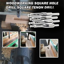 Michear Woodworking Square Hole Drill Bit 8mm Auger Mortise Chisel Wood Square Hole Saw Sets with Twist Drill Hole Opening Drilling Tools (8mm)