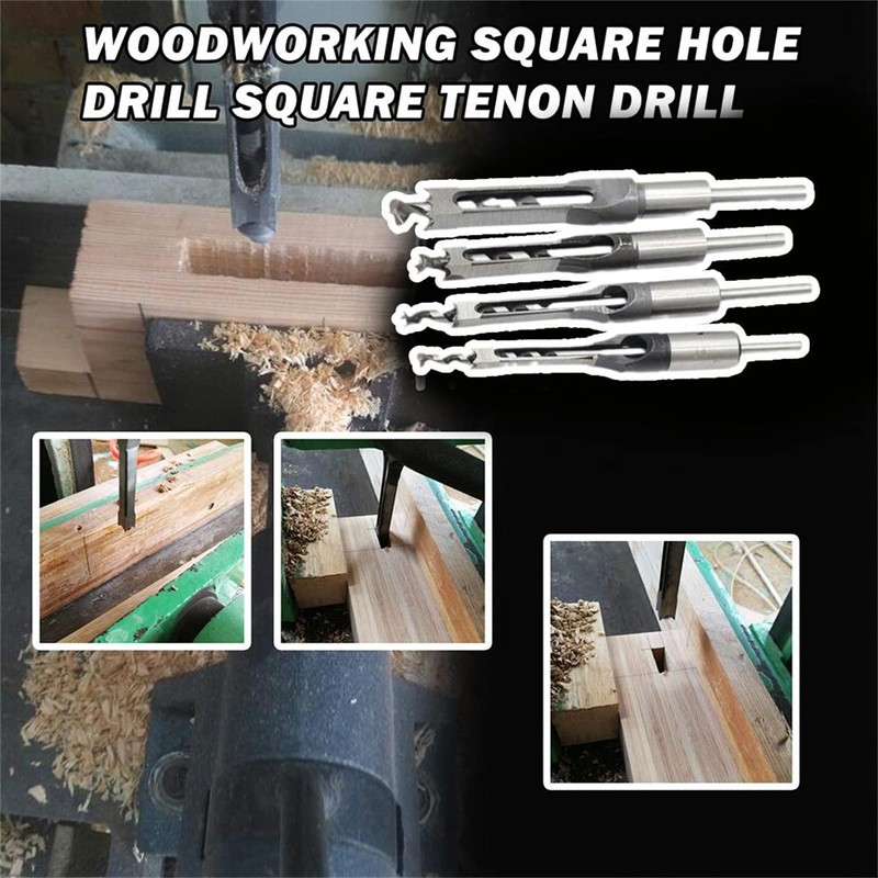 Michear Woodworking Square Hole Drill Bit 8mm Auger Mortise Chisel