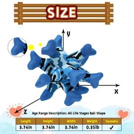 Qonline Dog Chew Squeaky Toys, Dog Teeth Cleaning Toy, Tug of War, Stuffed Jack Bone Toy with Squeakers, Durable Interactive Toy for Small Medium Large Dogs,Blue