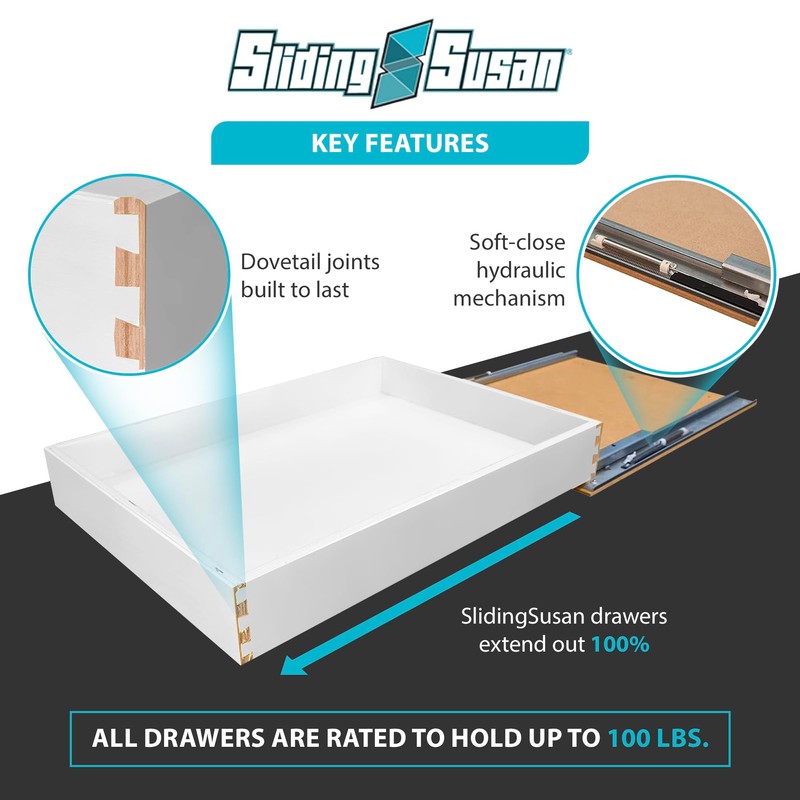 SlidingSusan Pull Out Drawer Organizer for Cabinets, Gliding Soft Close