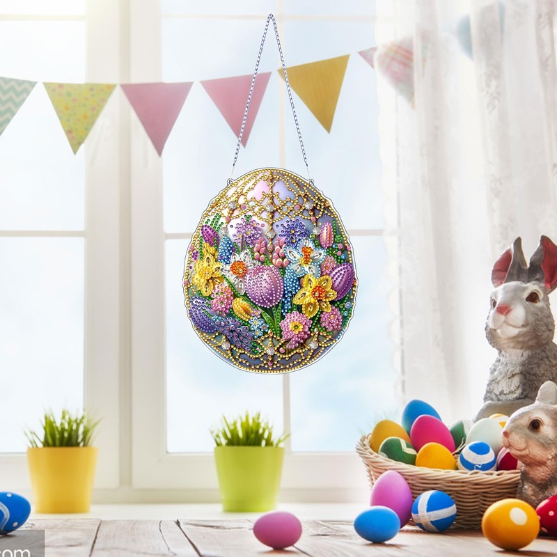Kabwea Easter Egg Diamond Pendant, Diamond Painting Easter, Easter, Diamond