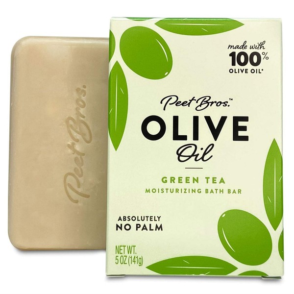 Peet Bros. Palm Oil-Free Olive Oil Bar Soap, 5oz - Green Tea/No Artificial Fragrances or Colors, Paraben-Free, Sulfate-Free