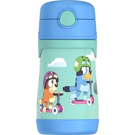 Thermos Baby 10 oz. Stainless Steel Bottle with pop-up straw, Bluey