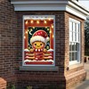 Saoplasa Christmas Party Banner Gingerbread Santa Hat Window Scene Holiday