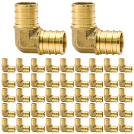 RUBY.Q 50 Pack 3/4" PEX Fittings, PEX Elbow Fittings, Brass PEX Fittings for PEX Tubing Pipe (3/4" Elbow, 50)
