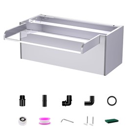 Pool Fountain, LONGRUNNEW Transparent Acrylic Pool Waterfall Spillway, 11.8 Inches Pool Water Feature for Garden Patio, Backyard Koi Pond Decor