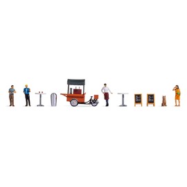 Noch Figure Theme World Coffee Stand Complete H0 Set with Barista and Coffee Bike for Model Railways