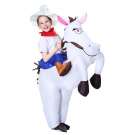 FUNNY COSTUMES Inflatable Costume Ride on Horse for Kids, Cowboy Ride On Horse Blow Up Costume, for Boys and Girls (White Horse)