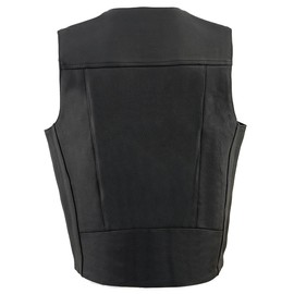 Milwaukee Leather ML1368 Men's Black Premium Leather V-Neck Motorcycle Rider Vest w/Buffalo Nickel Snaps Closure - 54