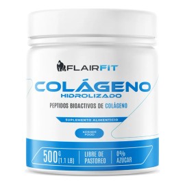 Flairfit Pptidos Bioactivos De Colgeno Hidrolizado Bovino De Alta Pureza, Protena, Aminoacidos, Sabor Natural, En Polvo 500g                          