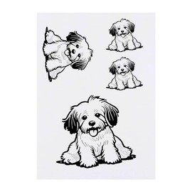 4 x 'Havanese Dog Sitting' Temporary Tattoos - Water Resistant, Skin-Safe, Non-Toxic Transfers, Mixed Sizes (TO00071410)