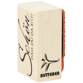 Rayher Hobby 28422000 Holzstempel: Schön dass du da bist, 3 x 5 cm, Stempel mit Schrift, Textstempel, Butterer Stempel