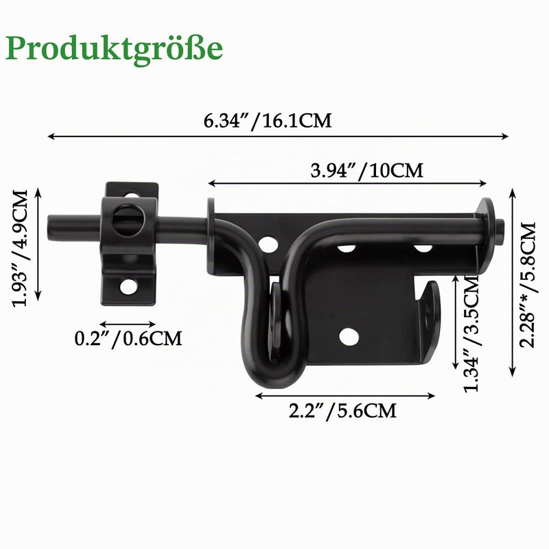 Litensh Door Bolt Double-Sided Sliding Bolt Door Lock with Padlock