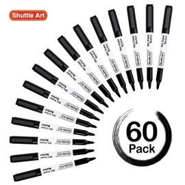Shuttle Art Black Whiteboard Markers, 60 Pack Magnetic Whiteboard Pens Fine Tip and Eraser, Dry Wipe White Board Pens for Kids Writing on Whiteboards, Weekly Planner, Glass for School Office Home