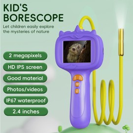 Kids Borescope Toys Camera with Light for 4-10 Years Old Boys Girls Birthday Gift 32GB Type-C Rechargeable STEM Science Educational Toy Snake Scope Camera for Outdoor Camping Nature Exploration