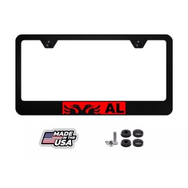 BLVD Albanian Flag / Eagle License Plate Frame Red & Black Stainless Steel /W Screws