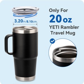 Prurex Stronghold Lid Only for YETl Rambler 20 Travel Mug,Exclusive Replacement Screw Top Lid for YETI 20oz Threaded Tumbler,Straw Friendly,BPA Free(2 pack)