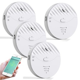 WiFi Window Alarm System, 4 Pack Glass Break Detection with Phone APP, 120dB Smart Alarms with Adjustable Vibration Sensor for Car,Home Security (4)