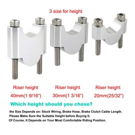 Mantt Motorcycle ADV Dirt Bike Handlebar Risers 1 1/8" 28.6mm Without Clamps Fit for VFR1200X CB650R VMAX MT-125 Street Triple Scrambler 800 (Silver, Rise (25/32")20mm)