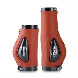 Silicone PU Leather Bicycle Handlebar Grips Sleeve Silicone Meat Ball Shock Grips Absorption Comfortable Mountain Bike Grips for Modified Mountain Bike (Brown)