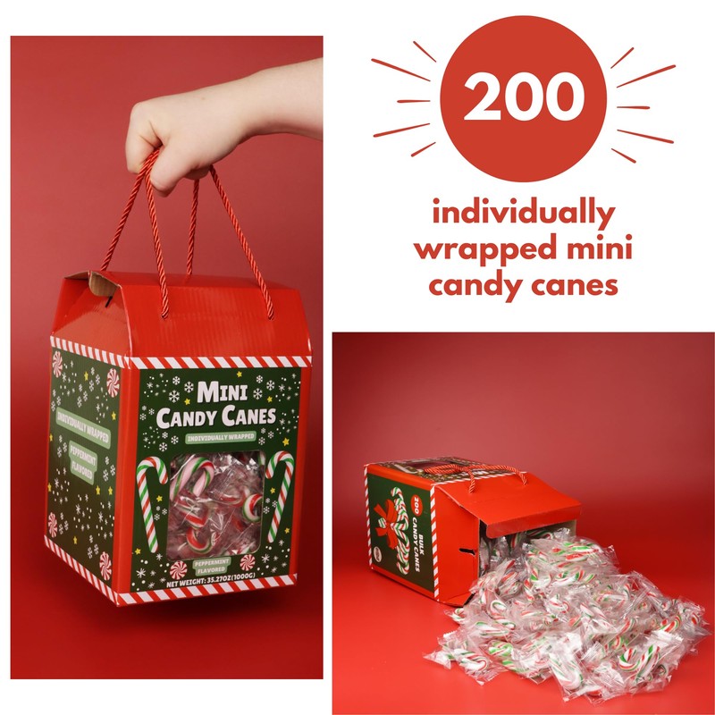 Bulk Individually Wrapped Mini Candy Canes, Classic Christmas Candies, Peppermint