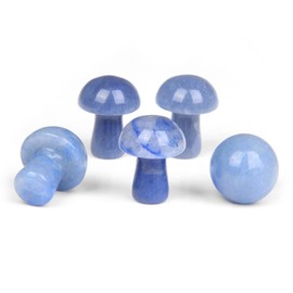 2TTFishoo 15PCS Blue Aventurine Natural Stones Mushroom Sculpture Decor Crystal for Home Crafts Flower Pot Gemstone Mini Mushroom Hand Making Yard Decoration