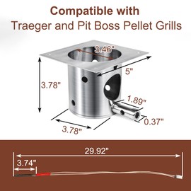 QuliMetal SUS304 Fire Burn Pot and Hot Rod Ignitor Kit, Induction Fan, 2.0 RPM Auger Motor for Traeger and Pit Boss Pellet Grill Burner, Grill Replacement Parts Kit with Ash Remover, Screws and Fuse