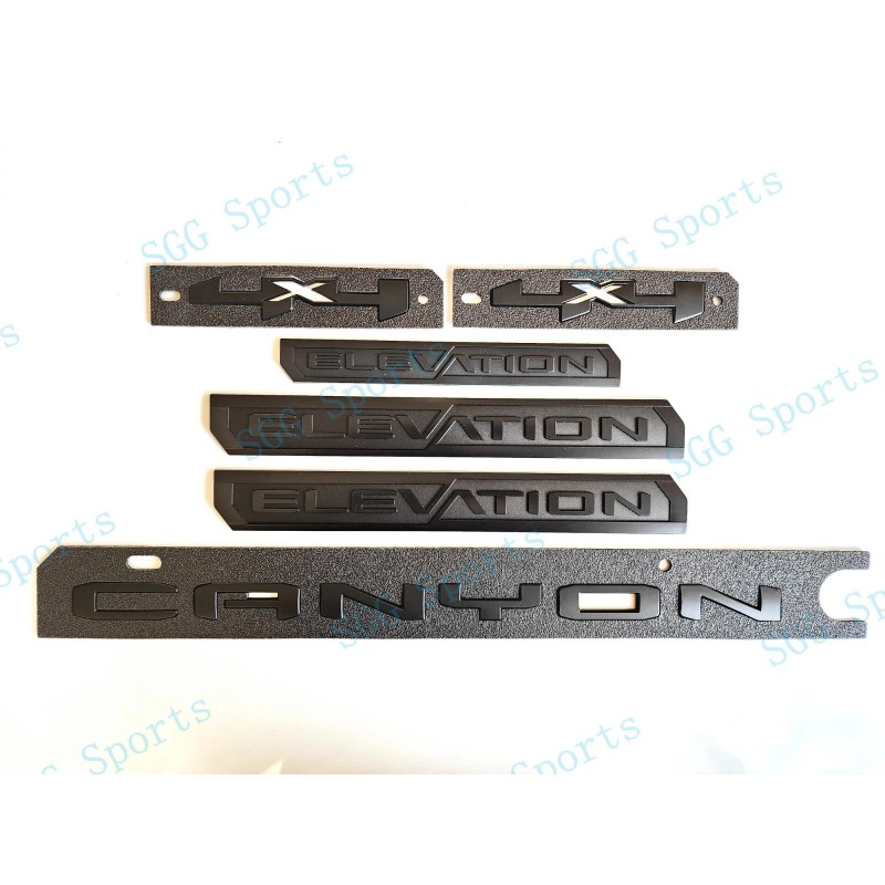 GMC 6PCS Matte Black Door Rear Elevation Canyon 4X4 Emblems