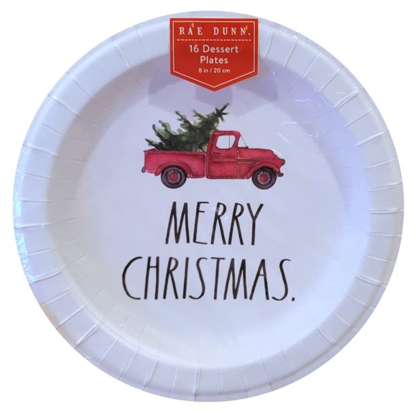 Rae Dunn Merry Christmas (Black Font) Holiday Paper Plates with