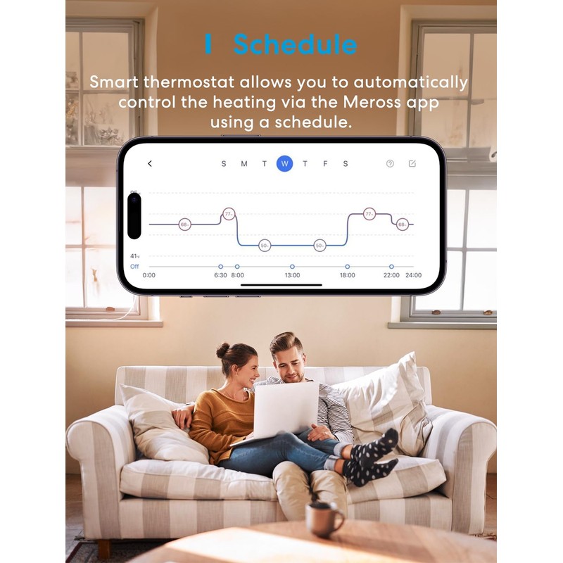 Meross Water-guided Underfloor Heating Thermostat Smart Gas Boiler WiFi Thermostat
