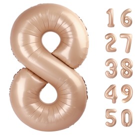 40 Inch Giant Caramel Foil Number 8th 18th 28th Birthday Balloons Digit 8 Balloons for Men Women 80th Anniversary Party Decorations Supplies