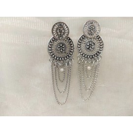 Unbranded indian jhumka earrings- Chandabali Earrings oxidized metal precision crafted