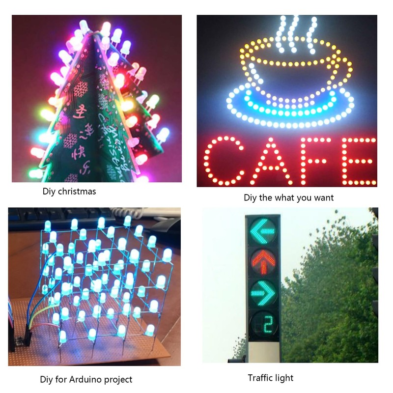 Pack of 50 8 mm LED LEDs, 2 Pin LED