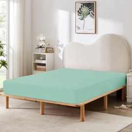 HBHLFZ Twin Fitted Sheet Only, Soft Breathable Bottom Sheet - 39"x75" Deep Pockets Twin Size Fitted Sheet - All Around Stretch Fit, Wrinkle Resistant, Colorfast - Easy Care, Green