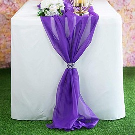 New Creations Fabric & Foam Inc, Chiffon Table Runner Extra Long, Wedding Runners, Holiday Table Runners, Long Table Runners, (Purple, 27" Wide x 180" Long)