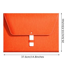 Yufocusqc PU Leather A4 File Folder Large Document Holder Waterproof Envelope Folder Case with Handmade Closure (Orange)