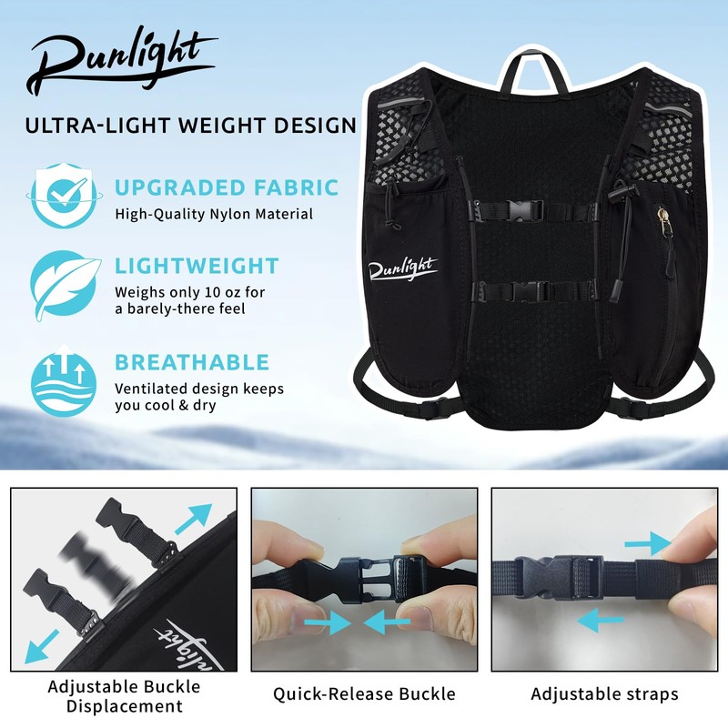 Running Vest Women Men,ight Reflective Hydration Vest Pack with 1500ml