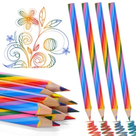 Ailvor Rainbow Colouring Pencils, Pack of 12 Children's Colouring Pencils, Triangular Colouring Pencils Set for Children, Drawing Pencil, School, Office, Household Goods