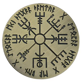 GARASANI Wayfinder Coin Viking Compass Coin Vegvisir Wayfinder Symbol Norse Compass Collector. Circular Case Included 0.3mm, Bronze