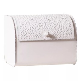 Irvin's Tinware Rustic White Bread Box - Punched Tin Design