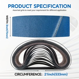 3x21 Inch Belt Sander Sanding Belts 25 Pcs (5 Each of 40/60/80/120/150 Grits), Zirconia Belt Sander Paper Sanding Belts for Wood, Metal, Cars, and Furniture