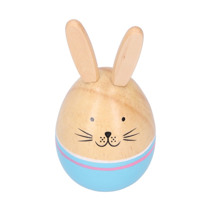 Wood Rabbit Family Figures Handcraft Decoration Ornament for Living Room